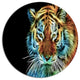 Illuminating Tiger Head View, Animal Art Disc Metal Artwork, 11"