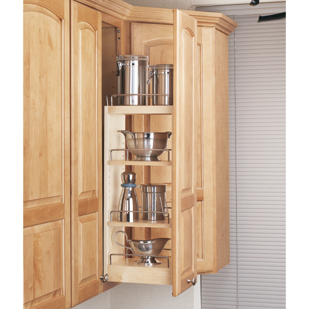 Wood Wall Cabinet Pull Out Organizer, 8"