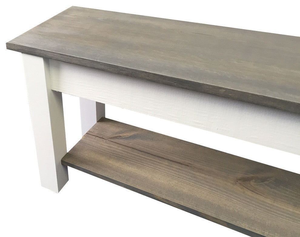 Cottage Bench With Shelf, 30"