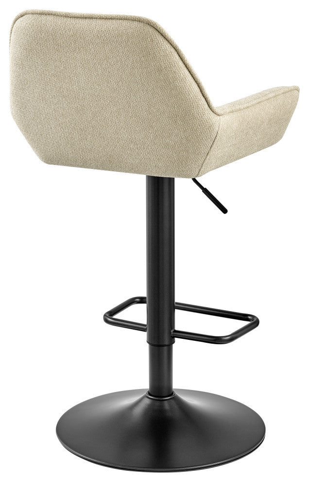 Luther Fabric Gaslift Swivel Bar Stool, Set of 2, Strata Cream