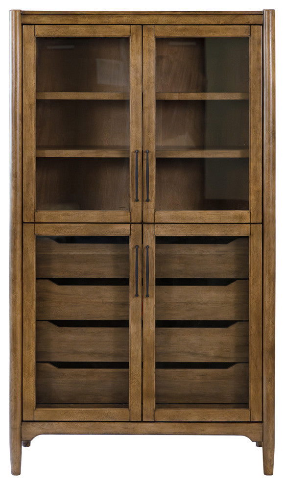 Modern Wood Display Cabinet, Dining Storage, Bookcase, Brown