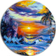 Sea In The Evening, Landscape Round Wall Art, 36"