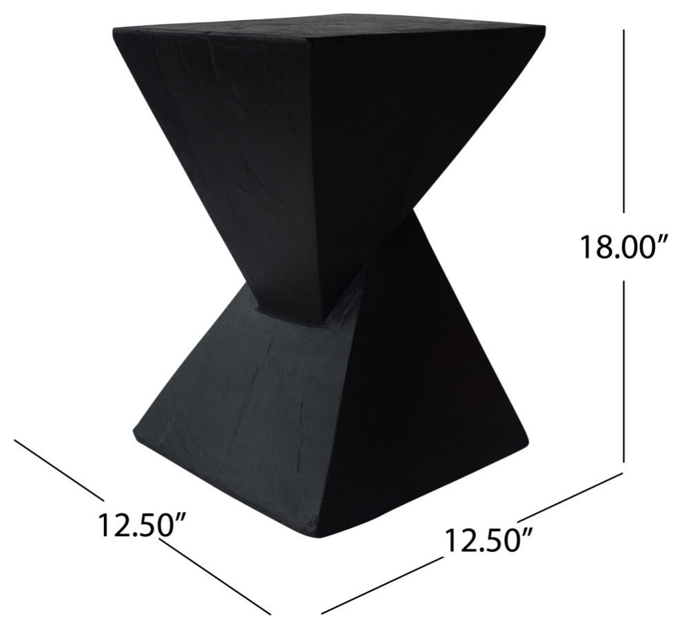 Morgan Outdoor Lightweight Concrete Accent Table, Black