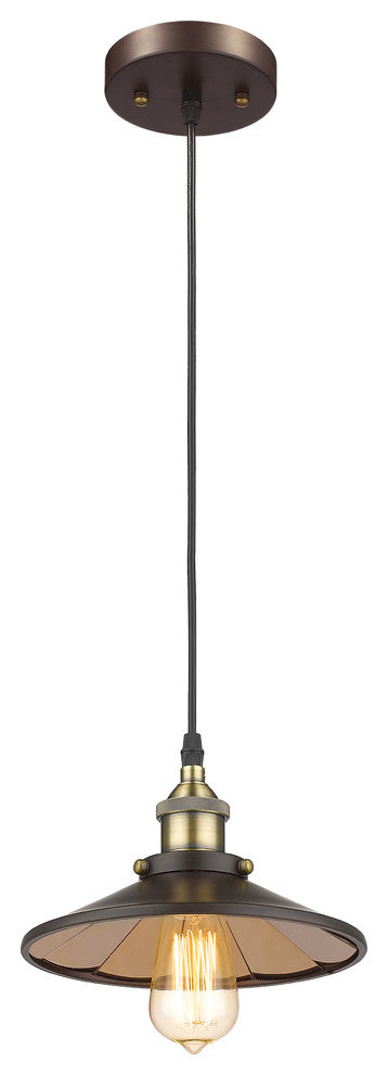 BUTLER Industrial-style 1 Light Rubbed Bronze Ceiling Mini Pendant 9inches Shade