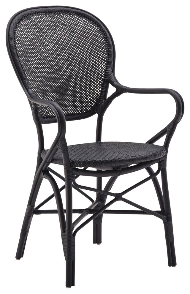 Rossini Indoor Bistro Arm Chair, Matte Black