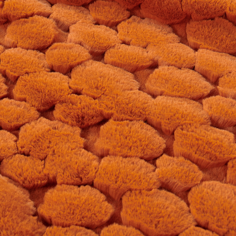 Cloud Carved Faux Fur Throw Blanket, Burnt Orange