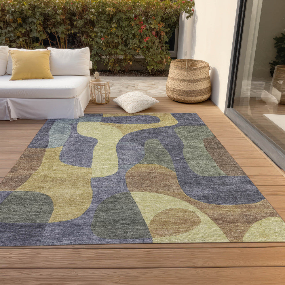 Machine Washable Indoor/Outdoor Chantille ACN1867 Purple 9' x 12' Rug