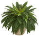 22" Boston Fern Artificial Plant, Sandstone Planter
