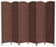 7' Tall Diamond Weave Room Divider, Dark Red, 6 Panels
