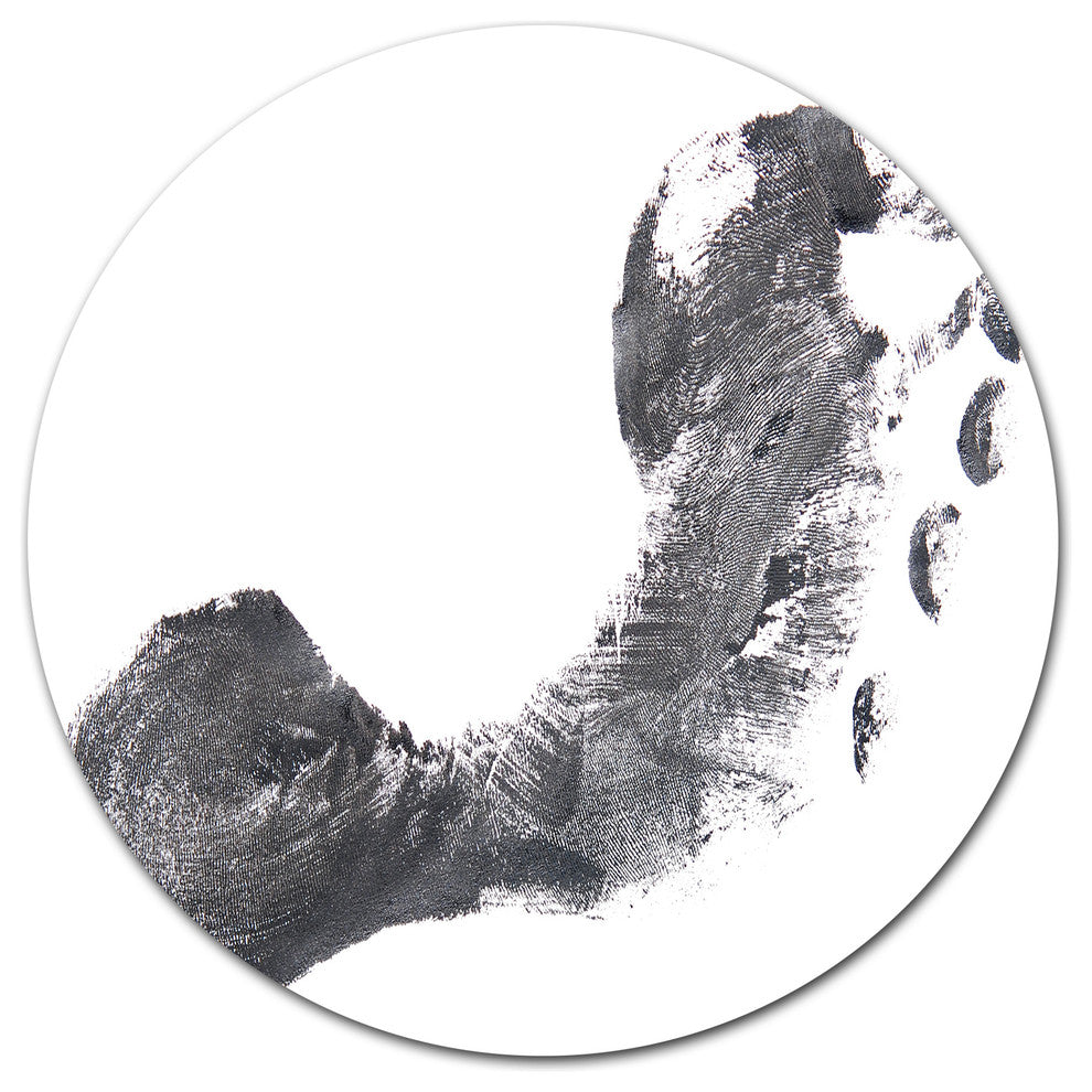Black And White Footprint Design, Portrait Disc Metal Wall Art, 11"
