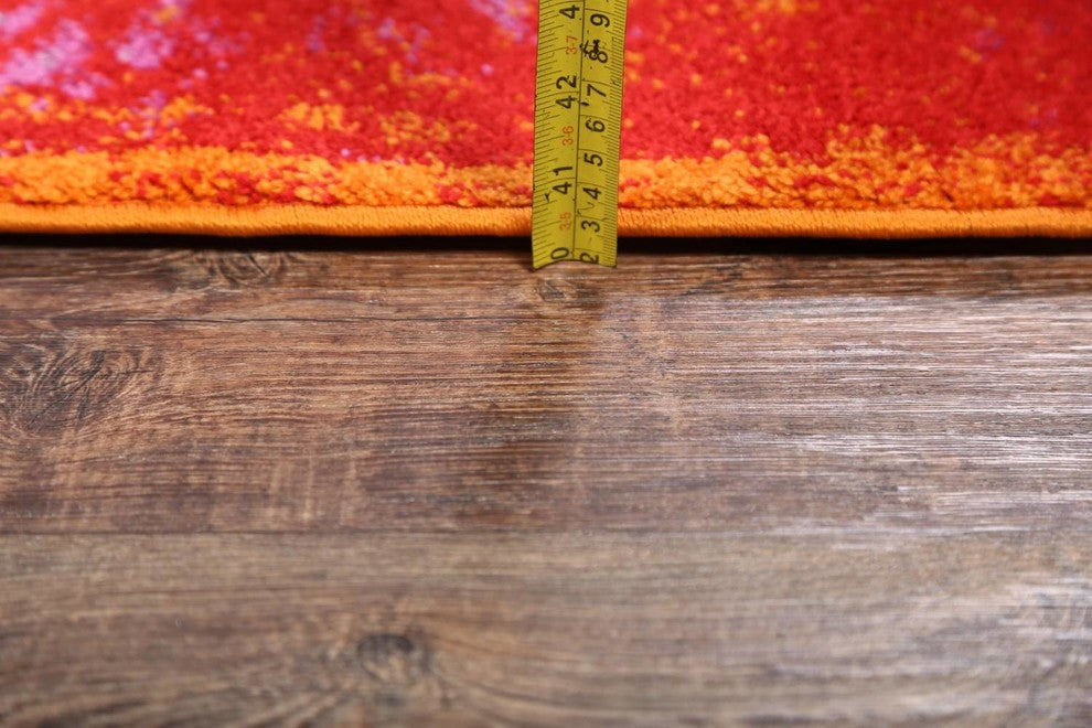 Agra All-Over Machine Made Turkish Oriental Distressed Area Rug Overdyed, Orange