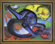 Franz Marc Two Cats  Blue and Yellow - 18" x 24" Framed Premium Canvas Print