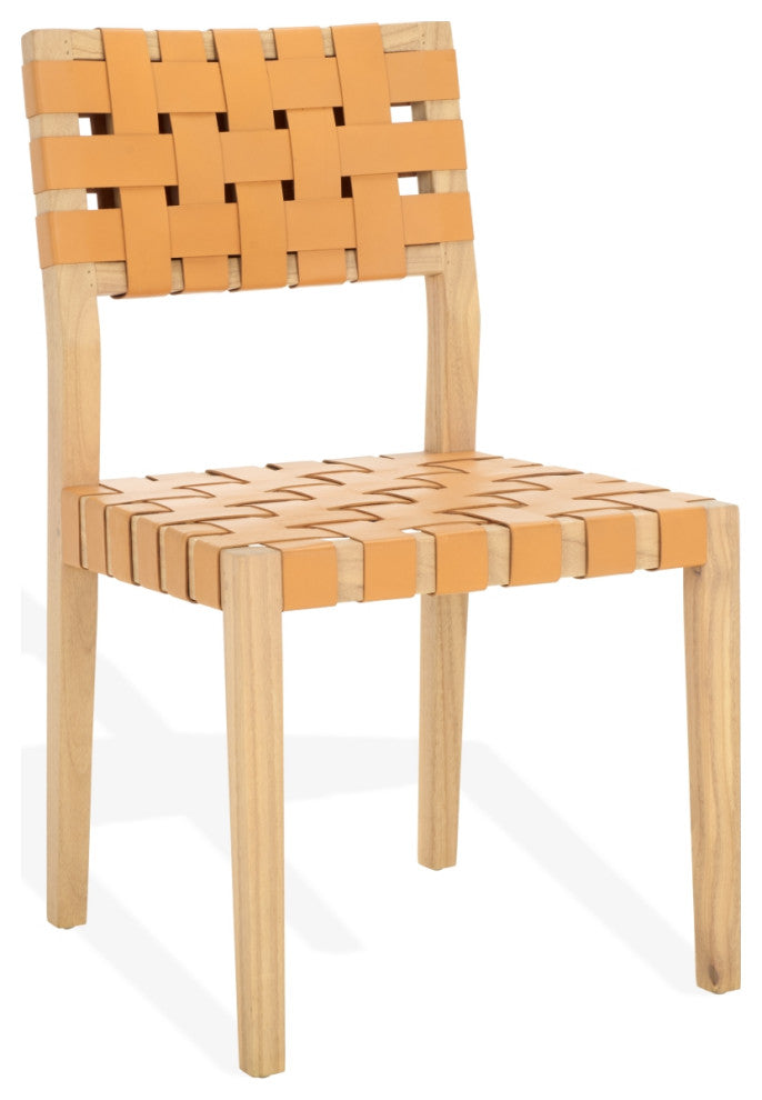 Safavieh Couture Bette Woven Leather Dining Chair, Tan/Natural