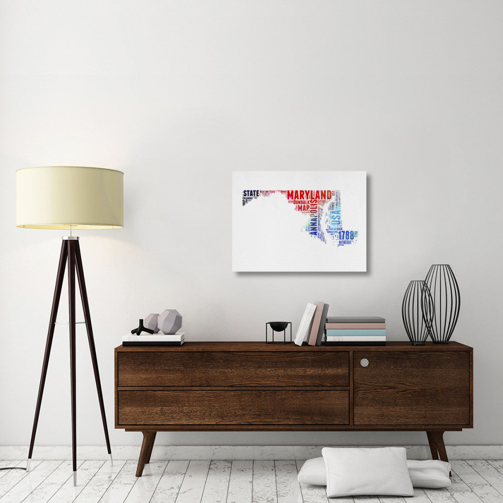 "Maryland Watercolor Word Cloud" Fine Art Print