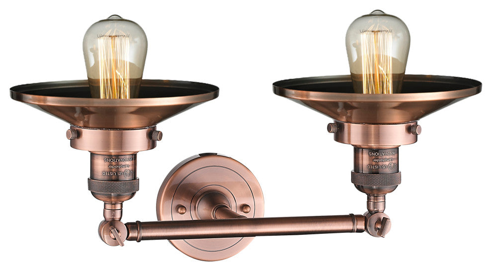 Railroad 2-Light Bath Fixture, Antique Copper
