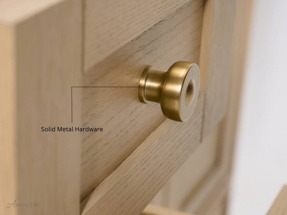 Audrey Vanity Set, Oak, 60", Gold Hardware, White Quartz Top