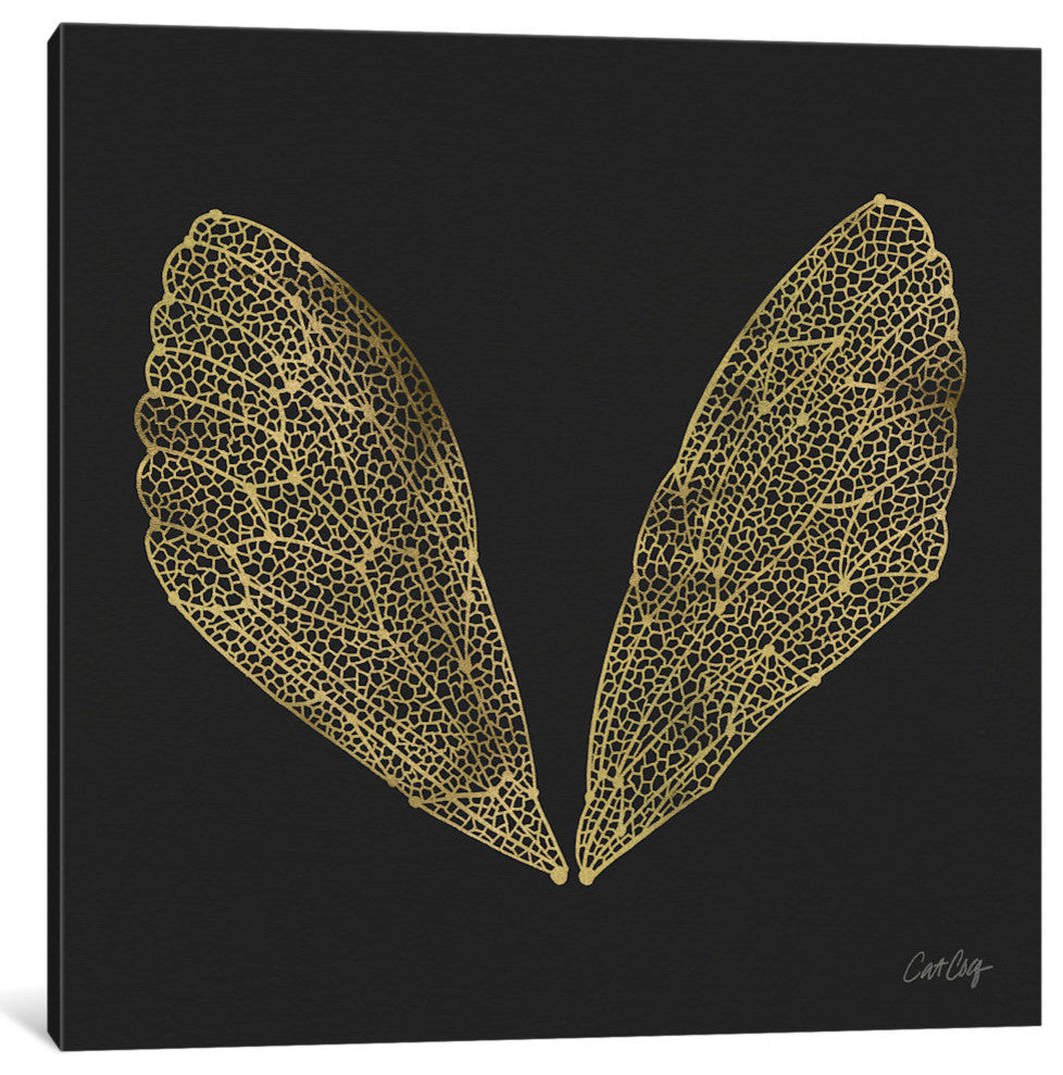 "Cicada Wings Black Gold Artprint" by Cat Coquillette, 12x12x1.5