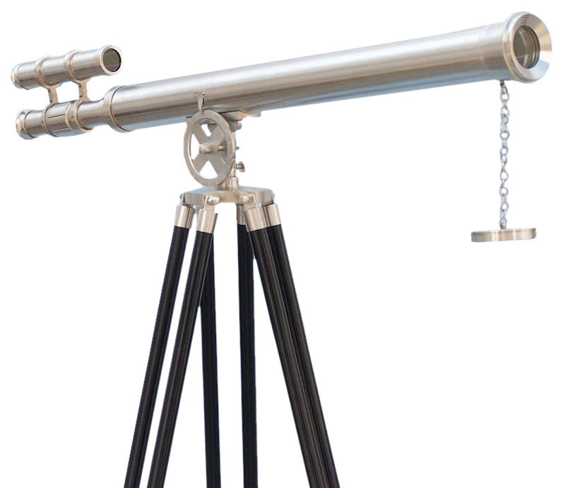 Floor Standing Brushed Nickel Griffith Astro Telescope 65'', Marine Telescope