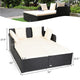 Costway Outdoor Patio Rattan Daybed Pillows Cushioned Sofa Furniture Biege