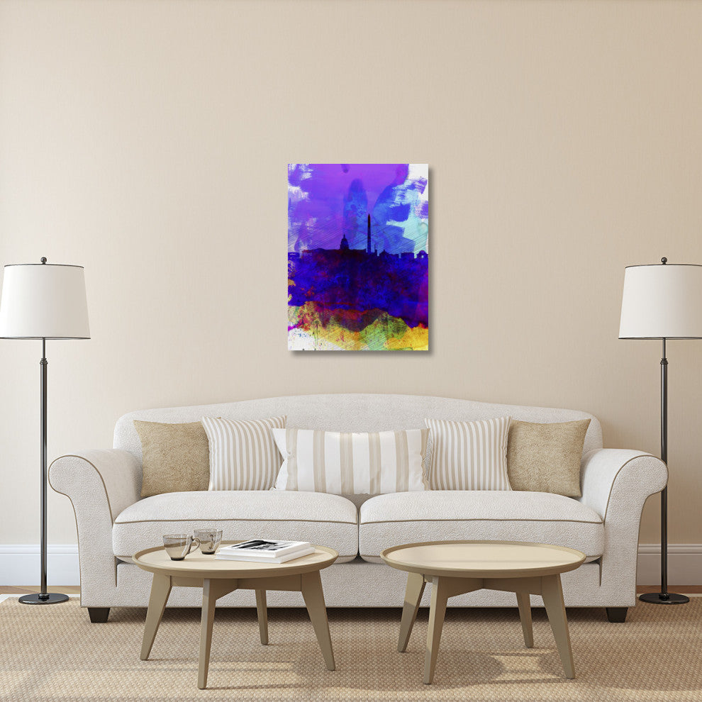 "Washington DC Watercolor Skyline 2" Fine Art Print