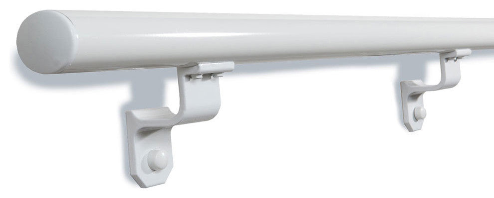1.9 "x12' Round Aluminum Handrail With End Caps, White