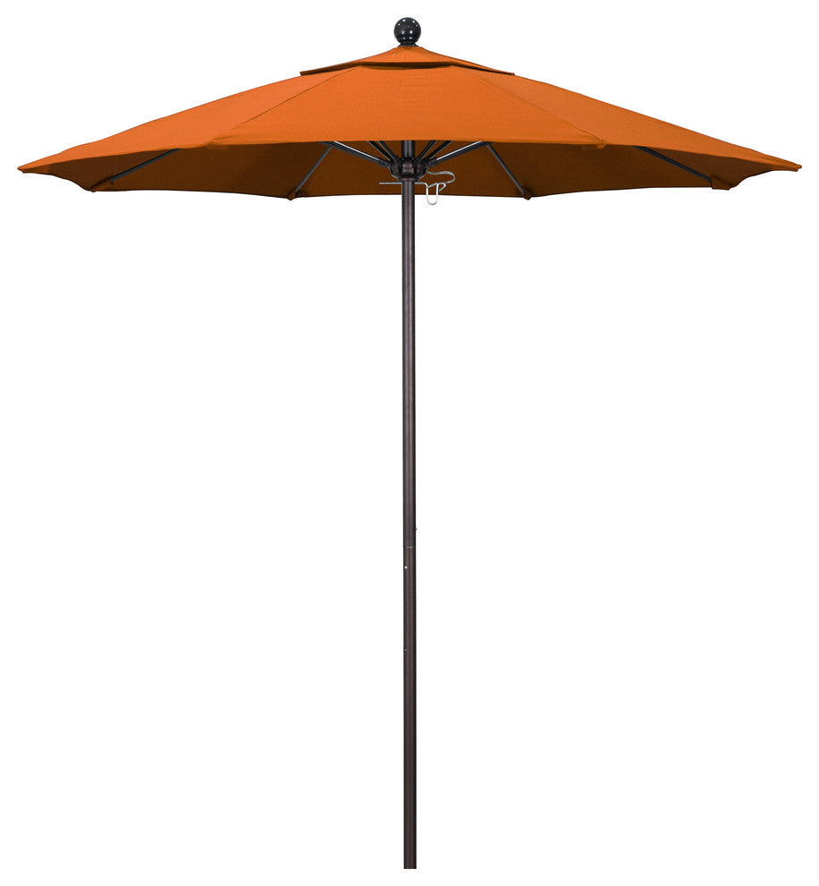 7.5' Bronze Push Lift Fiberglass Rib Aluminum Umbrella, Pacifica, Tuscan