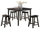 Gaucho 5-Piece Pack Counter Height Set, Black