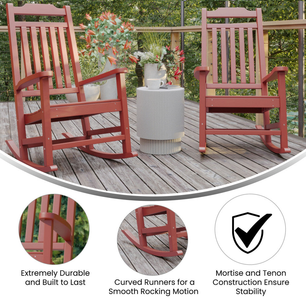 Set of 2 Winston All-Weather Faux Wood Rocking Chair, Red
