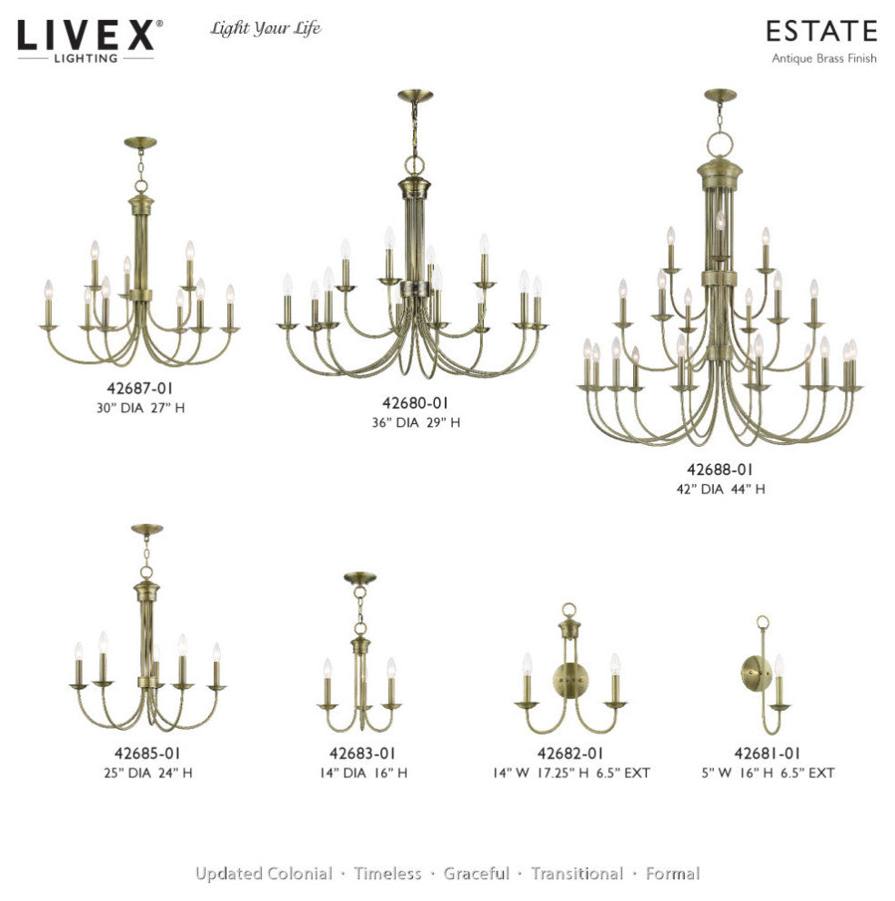 Estate 12-Light Black Large 2-Tier Chandelier