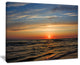 "Red Sunset With Dark Ocean Waves" Seashore Canvas Wall Art, 20"x12"