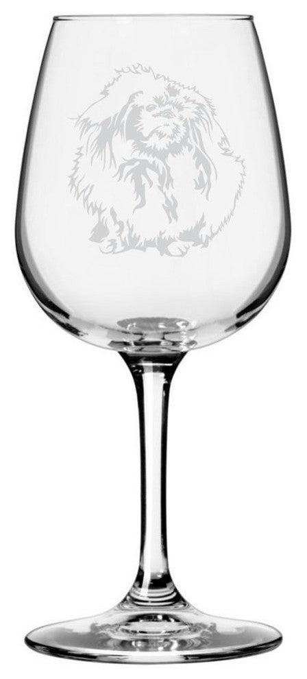 Pekingese Dog Themed Etched All Purpose 12.75oz. Libbey Wine Glass