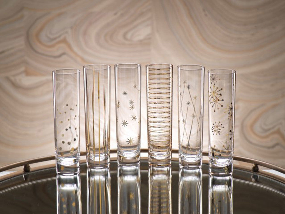 "Centuri" Champagne Glass, Golden Decal (Set of 6)