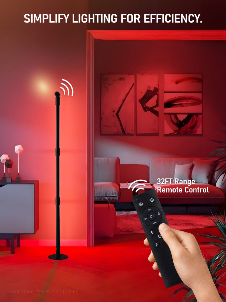 LED RGBW Floor Lamp with Spotlight, Music Sync, Remote Control