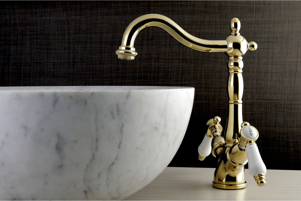 Kingston Brass Vessel Sink Faucet, Polished Brass