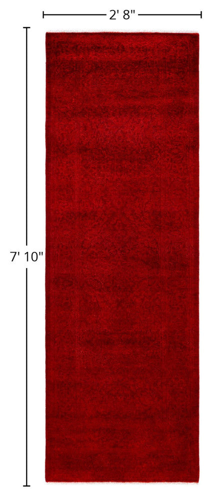 Overdyed One-of-a-Kind Hand-Knotted Area Rug Pink, 2' 8" x 7' 10"