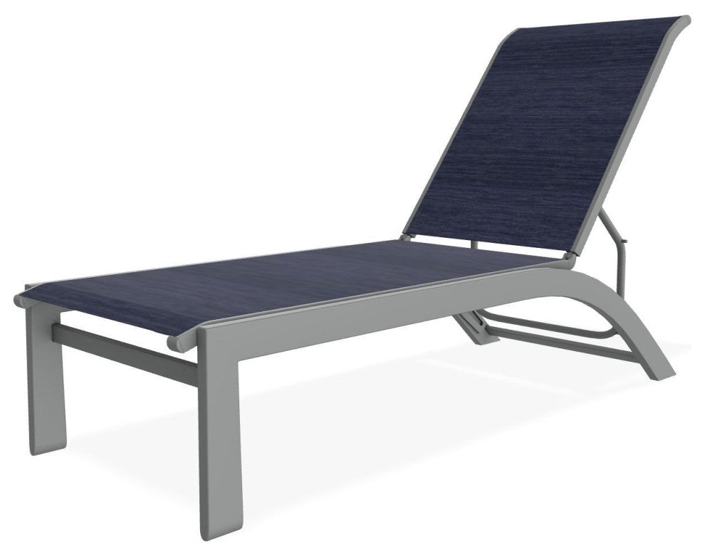 Kendall Sling Stackable Outdoor Chaise Lounge, Collect Indigo/Graphite