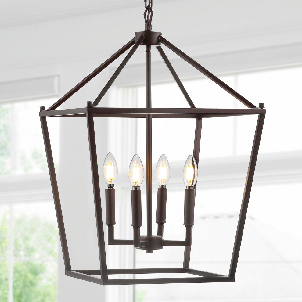 Pagoda Lantern Metal LED Pendant, Oil Rubbed Bronze, 16"