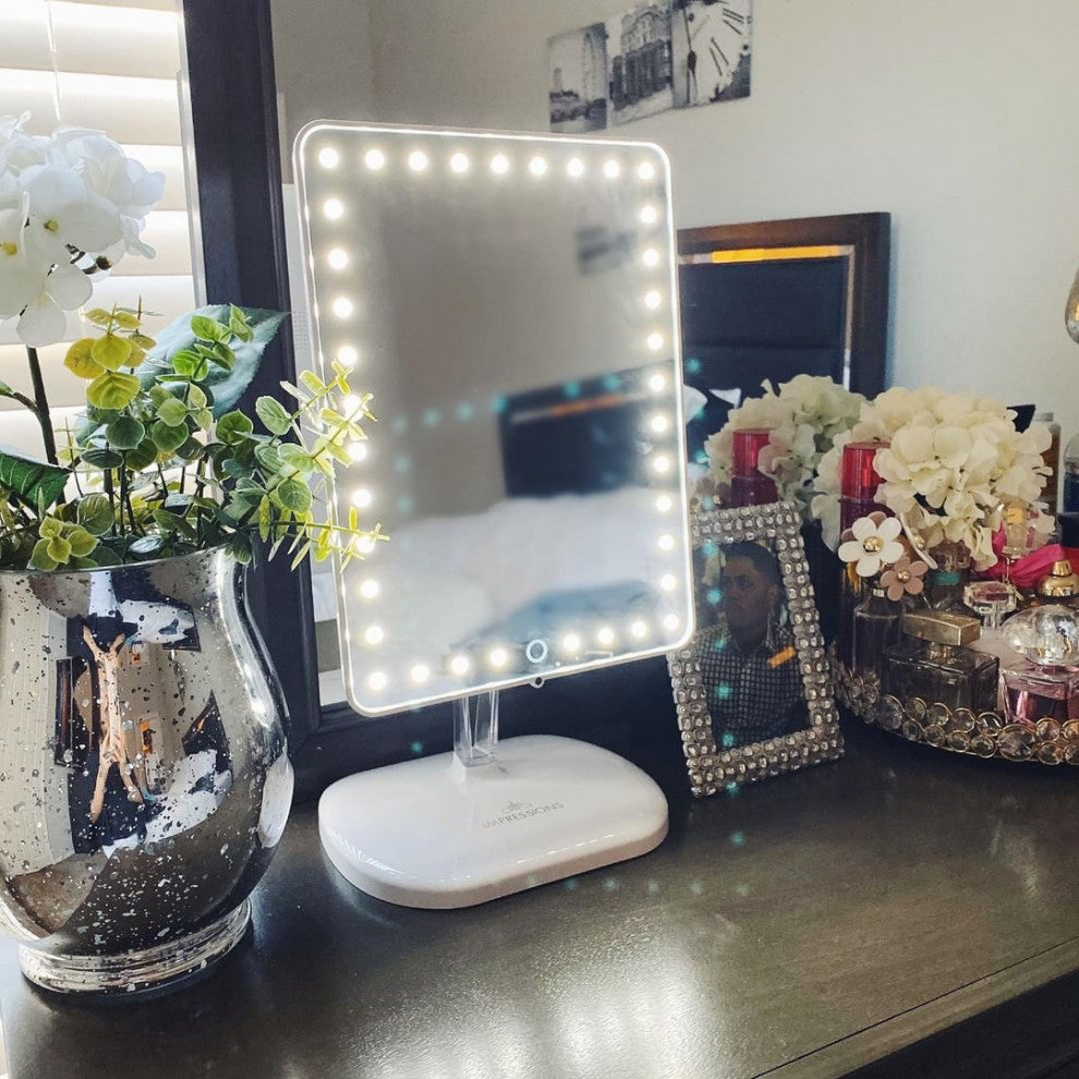 Touch Pro LED Makeup Mirror With Bluetooth Speaker and USB, White