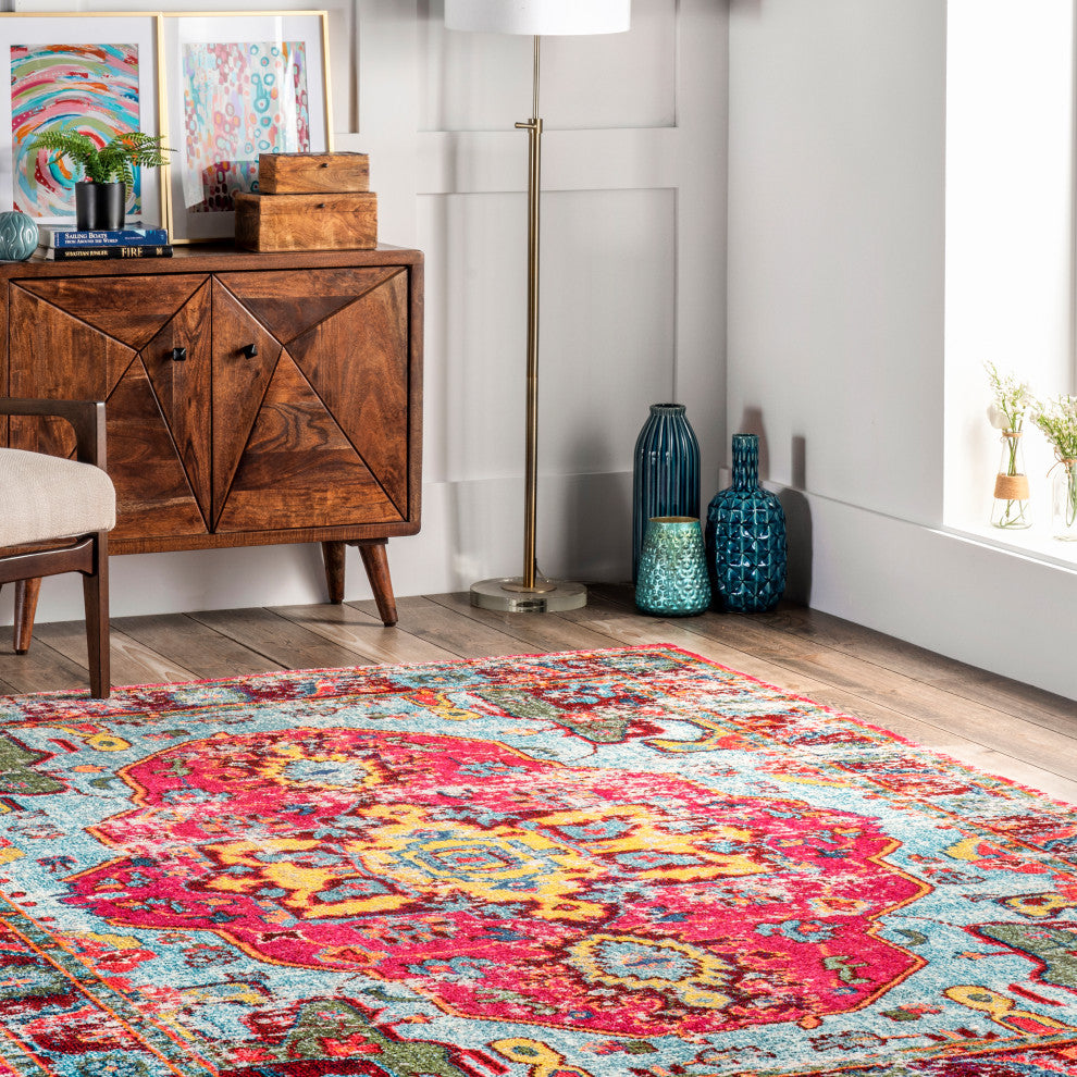 Nuloom Mosaic Medallion Area Rug, Fuchsia 2'6"x8'Runner