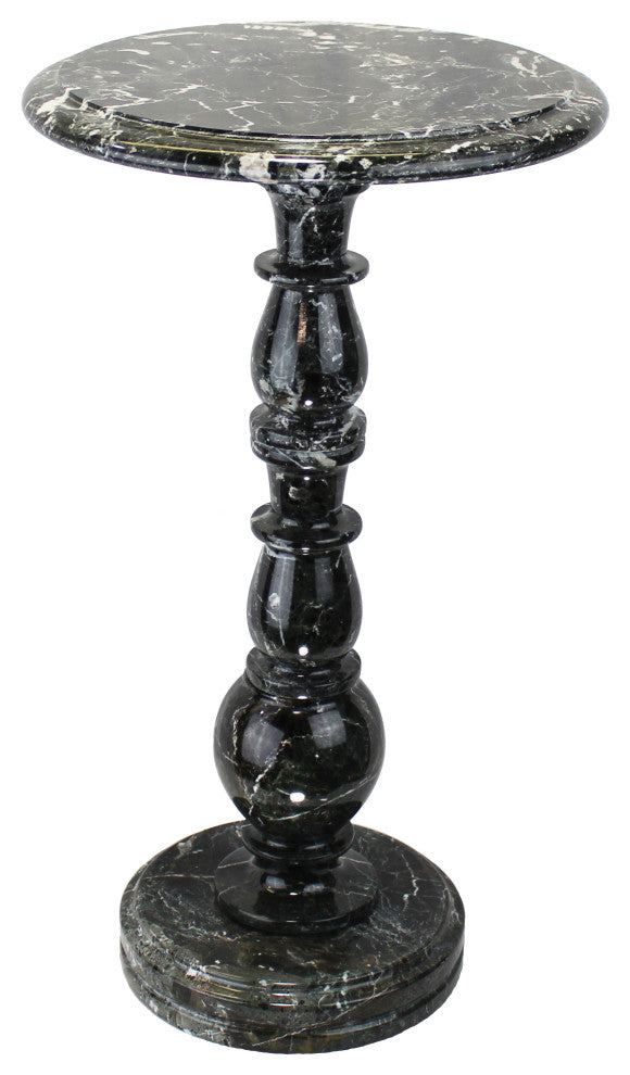 Natural Geo Black Marble Round End Accent Table