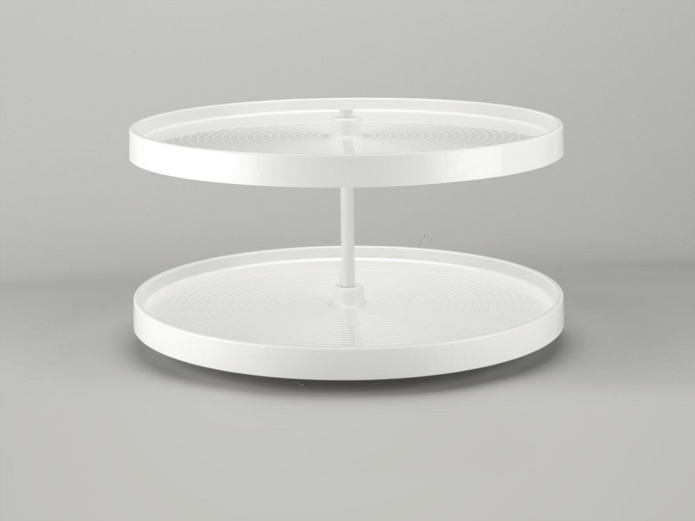 Polymer Full Circle 2-Shelf Lazy Susan for Corner Base Cabinet, White, 32"W