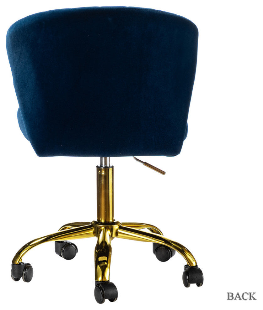 Swivel Task Chair With Tufted Back, Navy