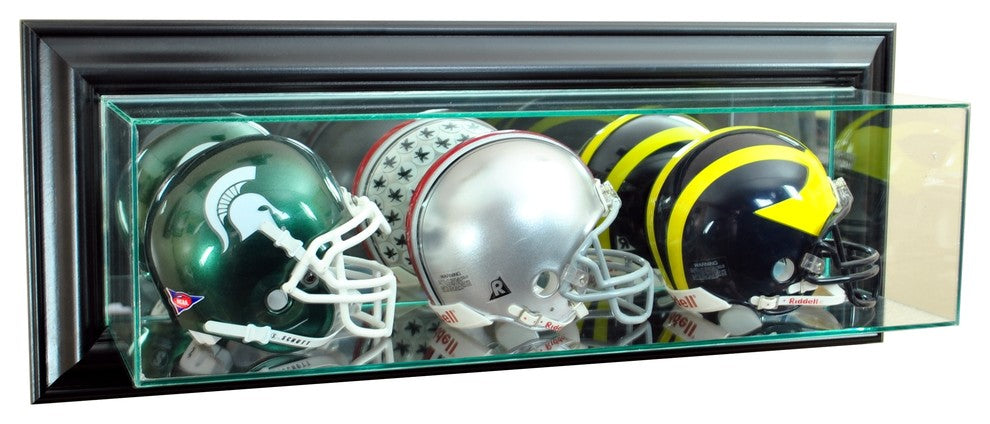 Wall Mounted Triple Mini Football Display Case, Black