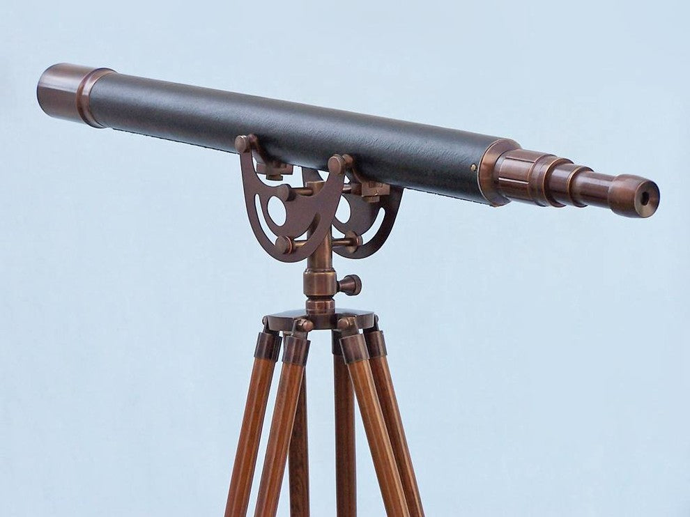 Floor Standing Antique Copper With Leather Anchormaster Telescope 65''