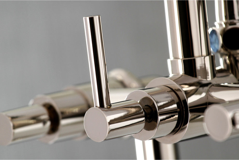 Aqua Vintage 7" Deck Mount Clawfoot Tub Faucet, Polished Nickel