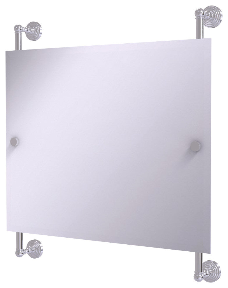 Waverly Place Landscape Frameless Rail Mounted Mirror, Satin Chrome