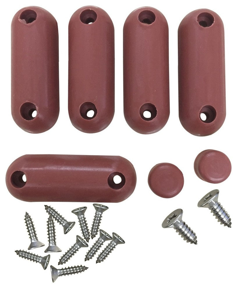Toilet Seat Bumpers Brown Silicone Pack of 7 (5 Oblong 2 Round) with Screws