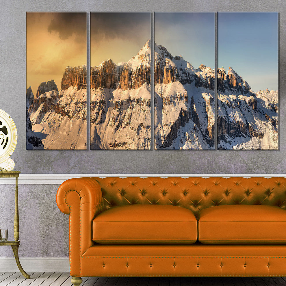 "Dramatic Overcast Sky Over Alps" Landscape Wall Art, 4 Panels, 48"x28"