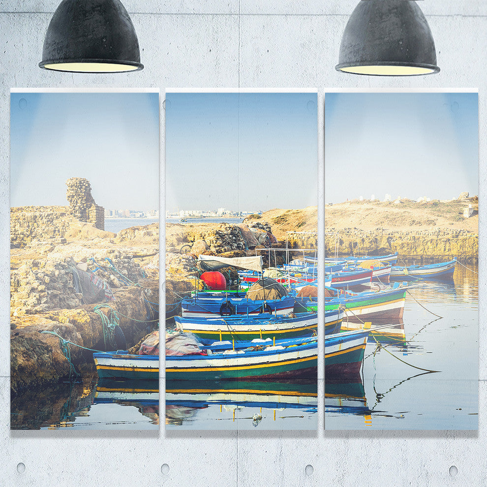 "Ancient Phoenician Port Africa" Metal Wall Art, 3 Panels, 36"x28"