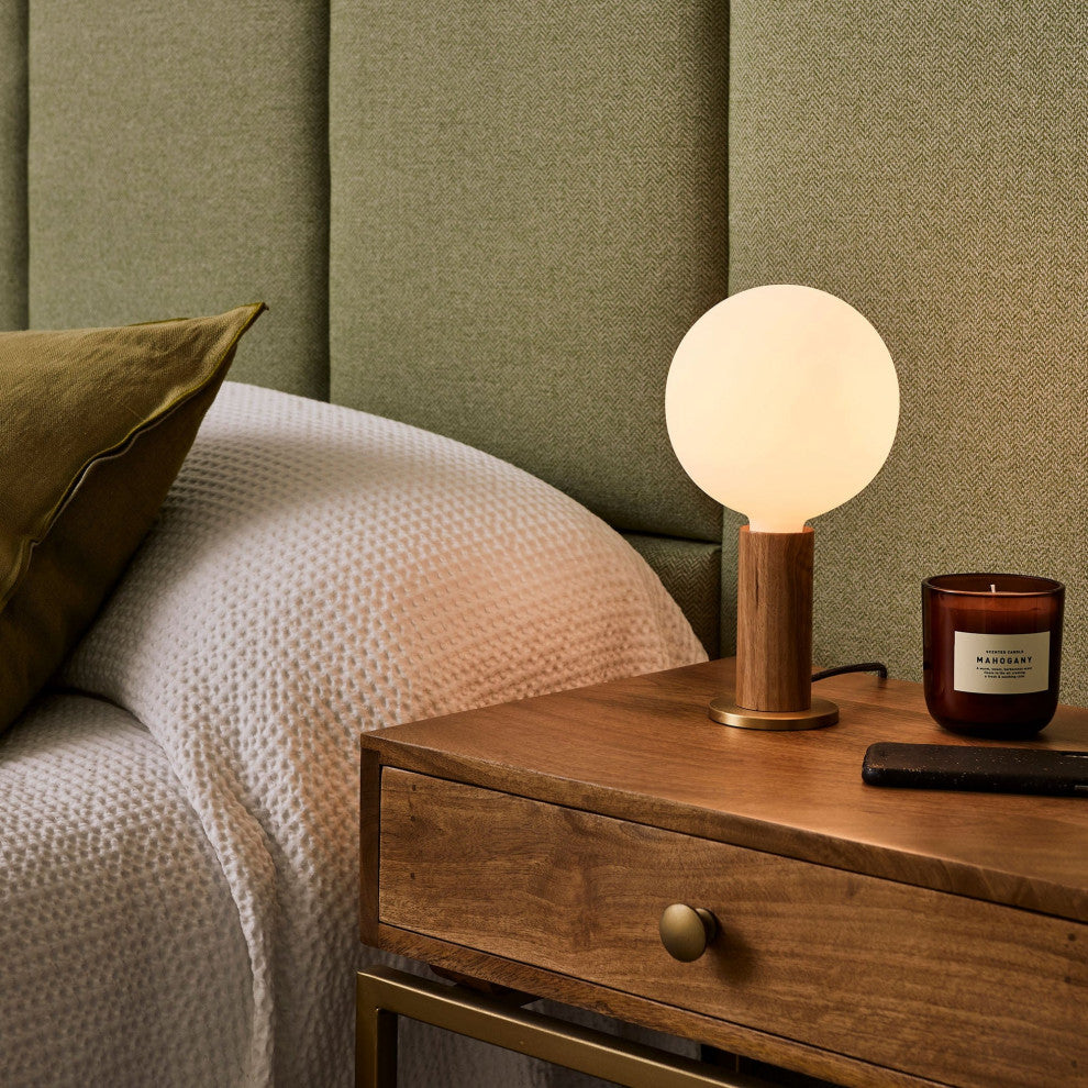 Walnut Knuckle Table Lamp With Sphere IV